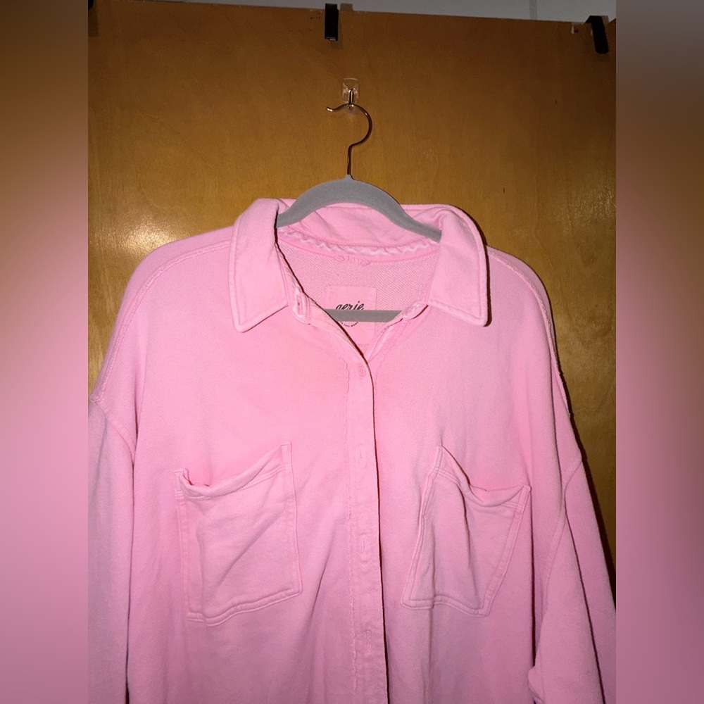 Aerie SZ XL Mineral Washed French Terry Button Down - Amazing layering piece! - Picture 3 of 4